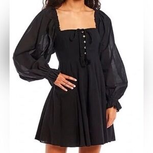 Chelsea & Violet Puff Sleeve Smocked Back Mini Dress